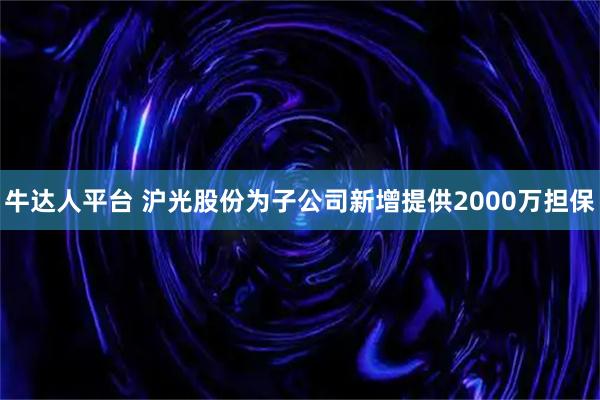 牛达人平台 沪光股份为子公司新增提供2000万担保
